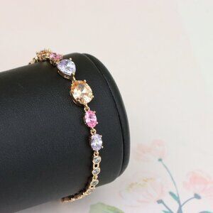 "Elegant Multi-Color Crystal Rose Gold Bracelet for Women, XPBL1009